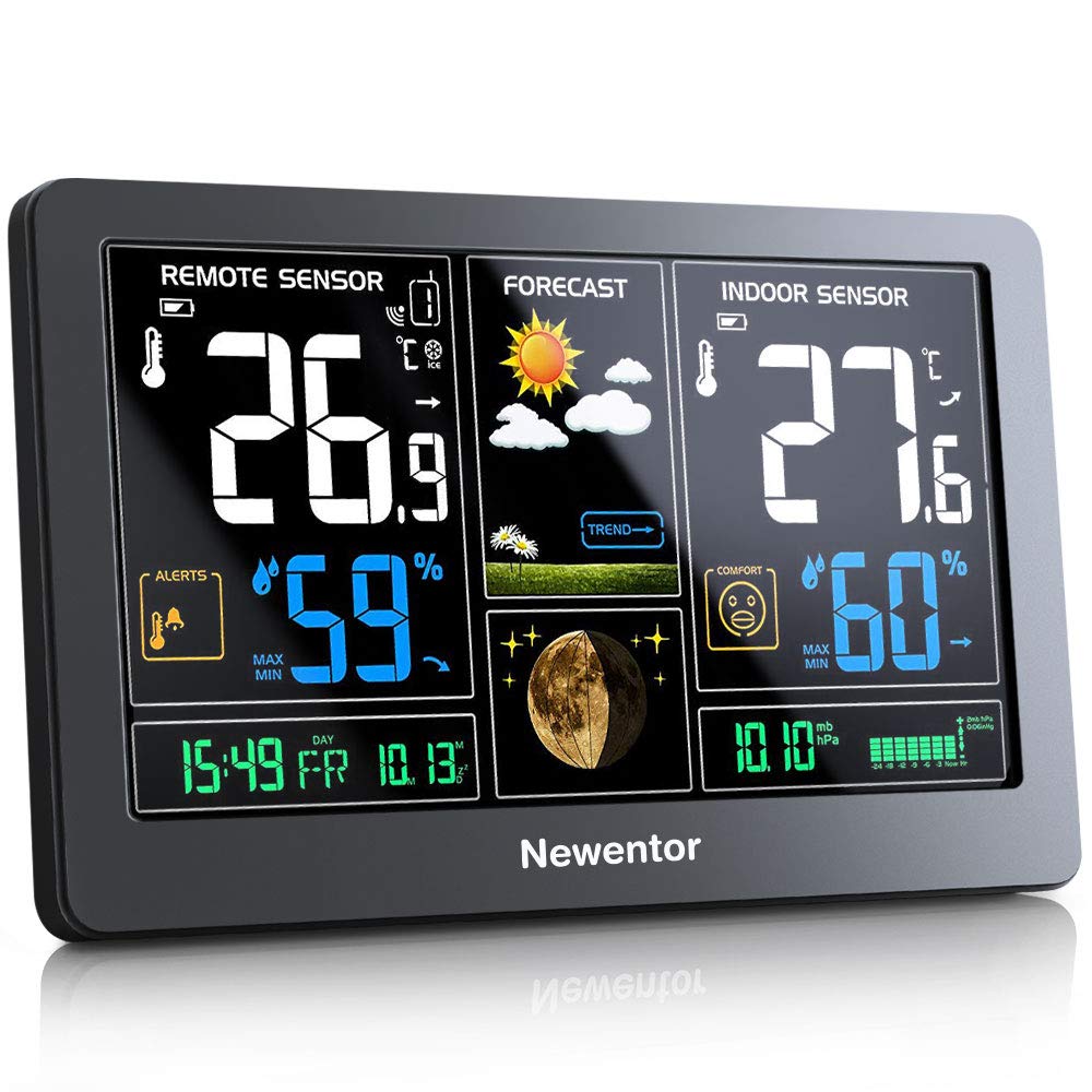 Newentor Weather Station with Wireless Outdoor Indoor Sensor, Color Display, Wea...