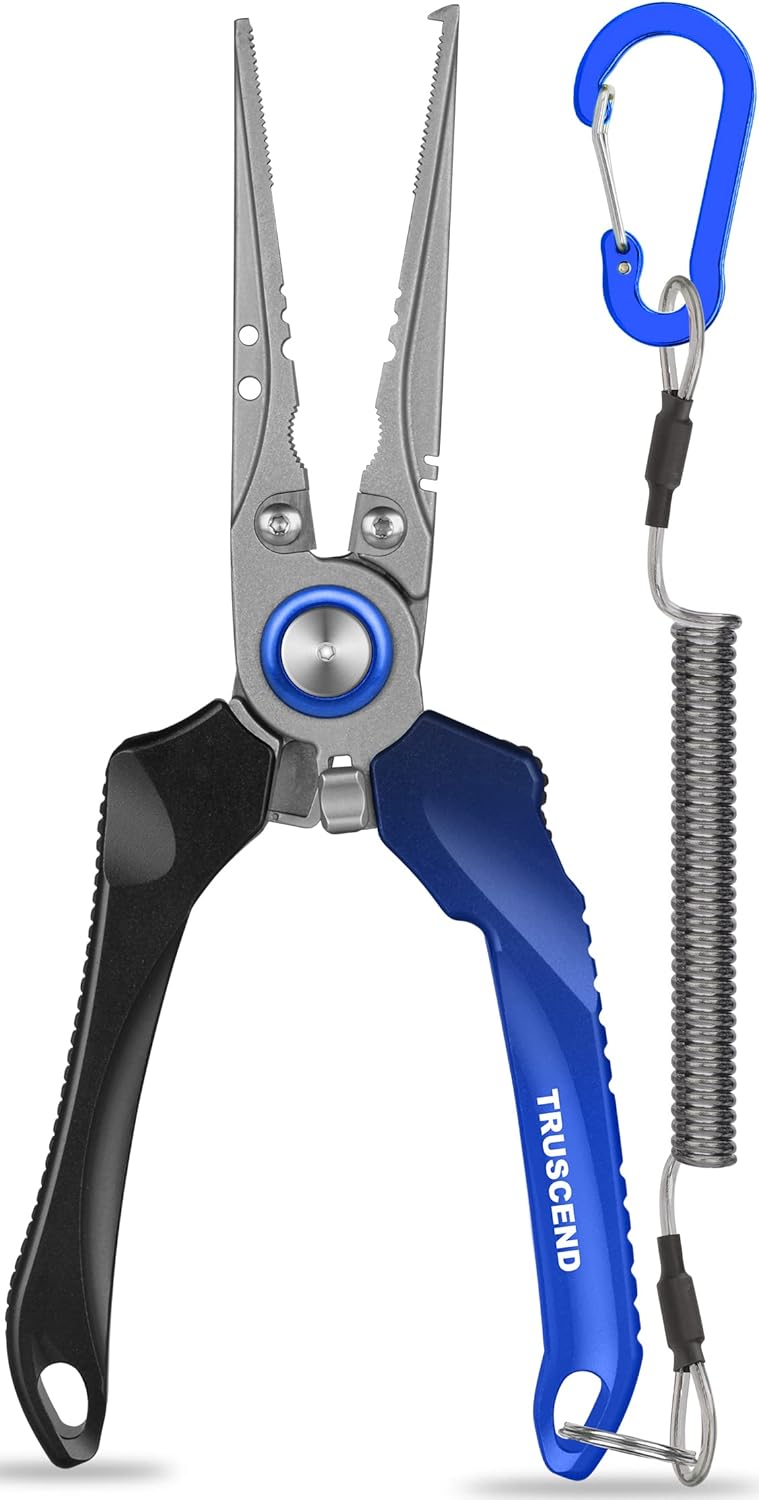 Truscend Fishing Pliers Saltwater with Mo-V Blade Cutter, Corrosion Resistant Te...