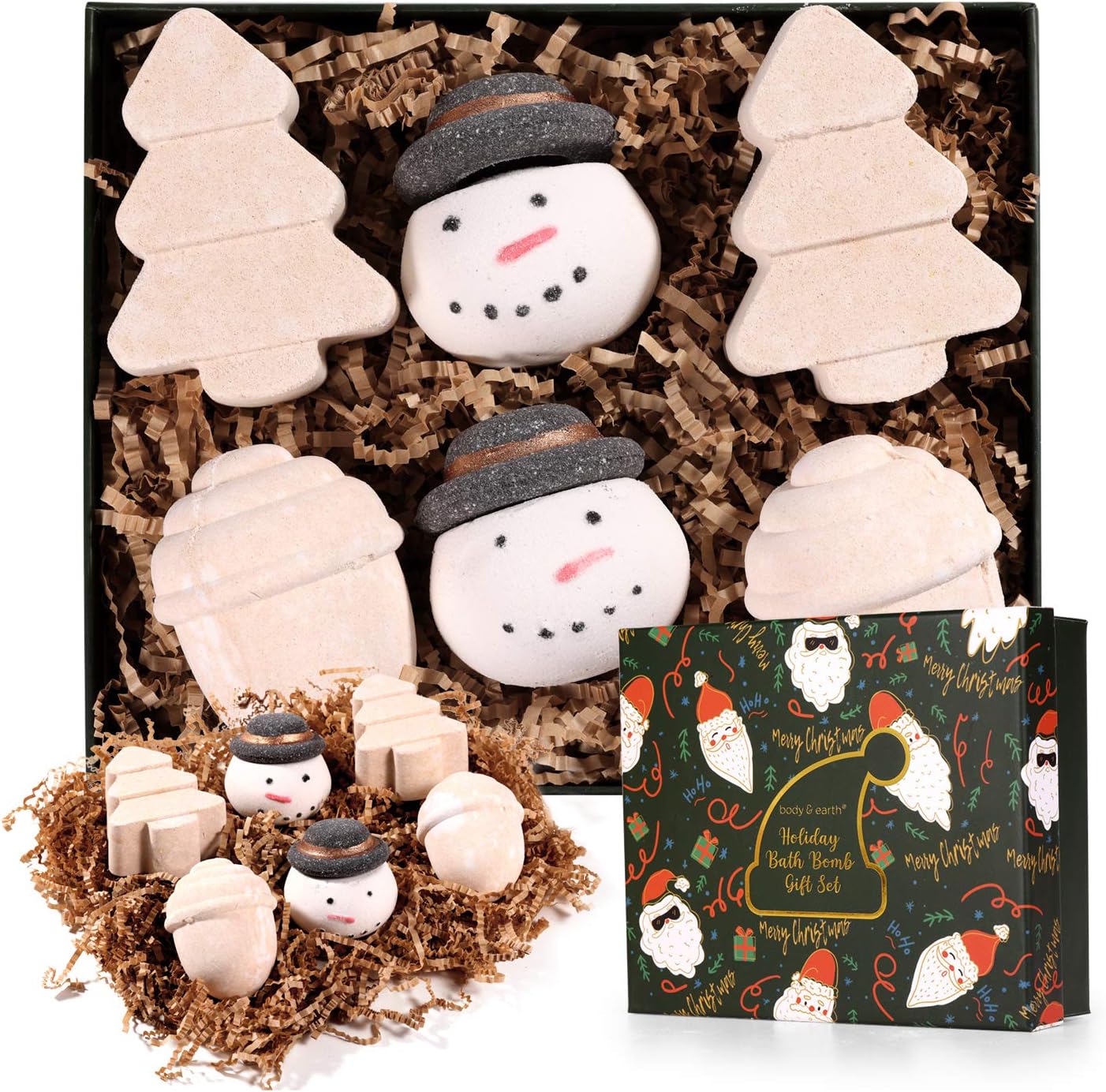 BODY & EARTH Christmas Bath Bombs Gift Set - Handm...
