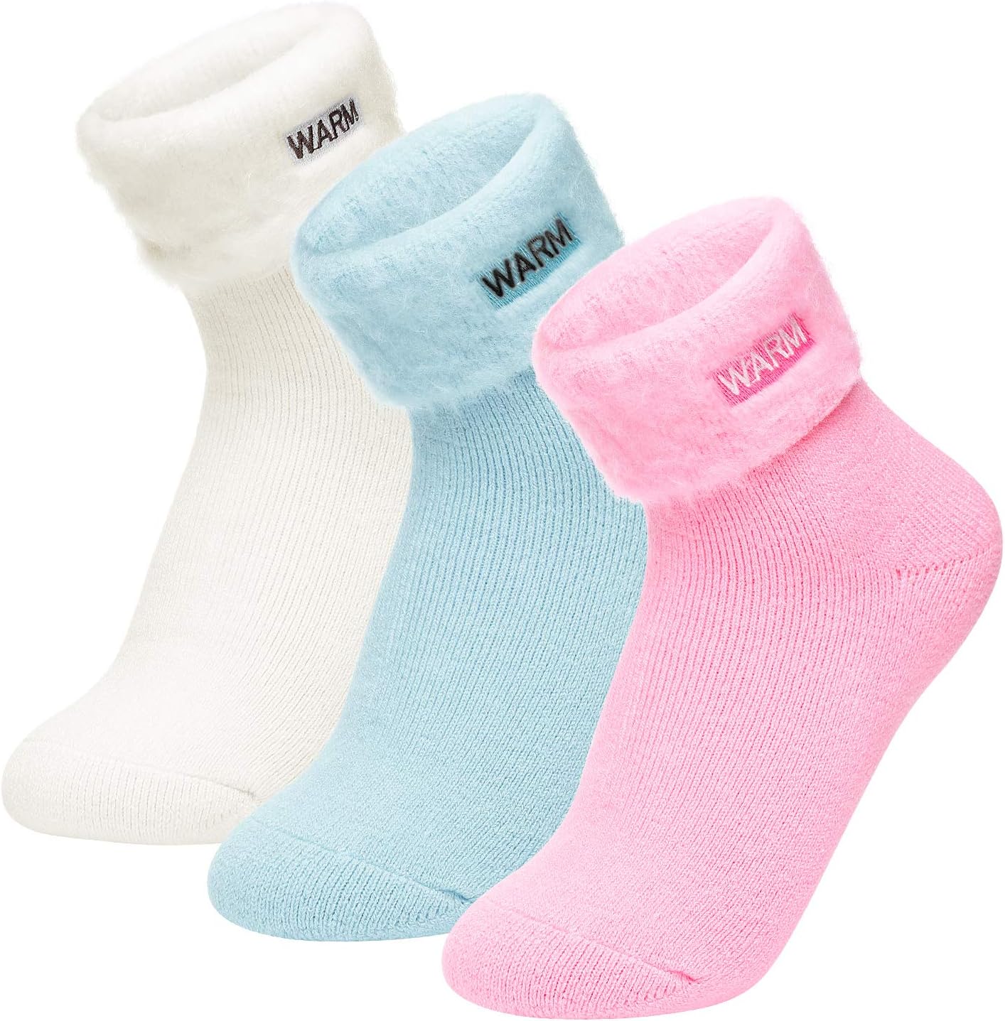 Homealexa 3 Pairs Slipper Fluffy Socks for Women and Ladies Men, Winter Heat Hol...