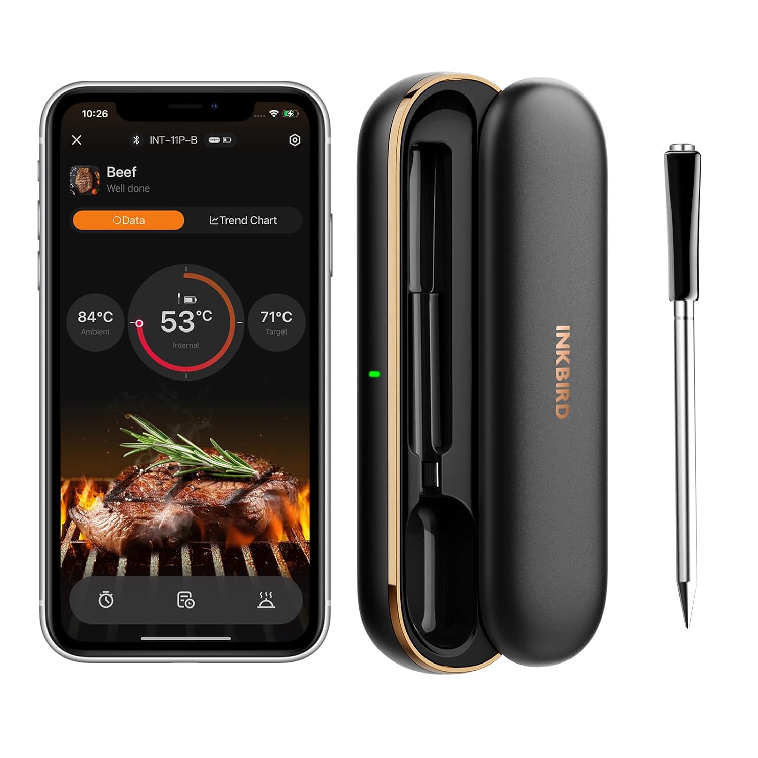 INKBIRD INT-11P-B Wireless Meat Thermometer 91m/300ft Range, Bluetooth Meat Ther...