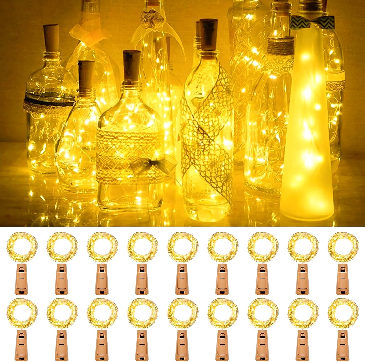 Kolpop Bottle Lights with Cork, 18 Packs New Upgrade Wine Bottle Lights Battery...