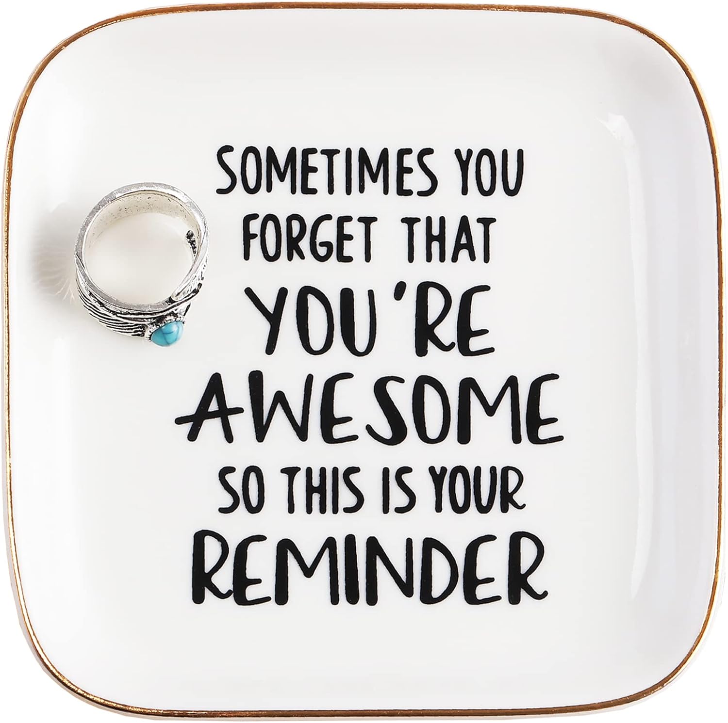 PUDDING CABIN Inspirational Gifts for Women Ring Dish You're Awesome So This is...