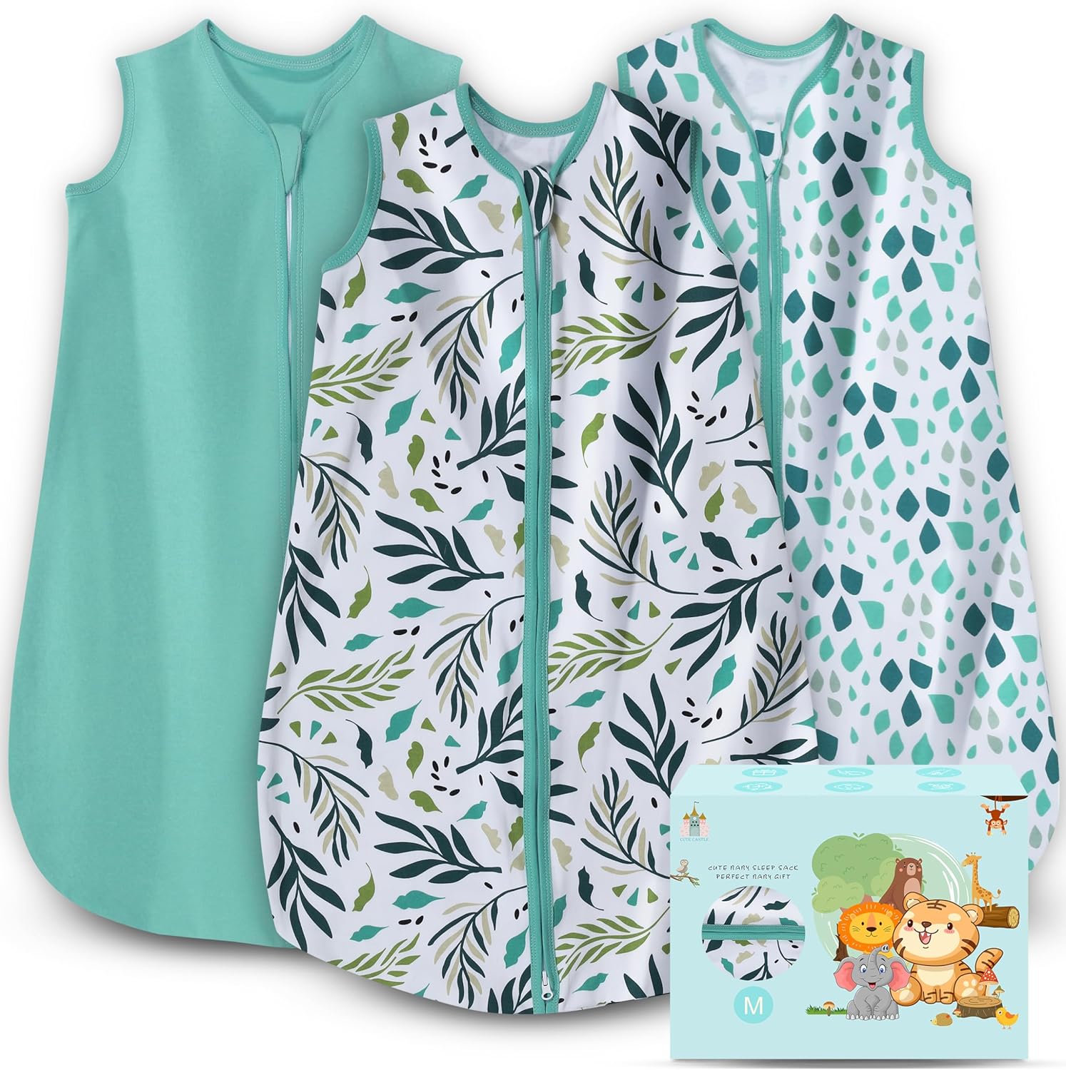 Cute Castle Baby Sleep Sack 6-12 Months - Lightweight 100% Cotton 2-Way Zipper T...