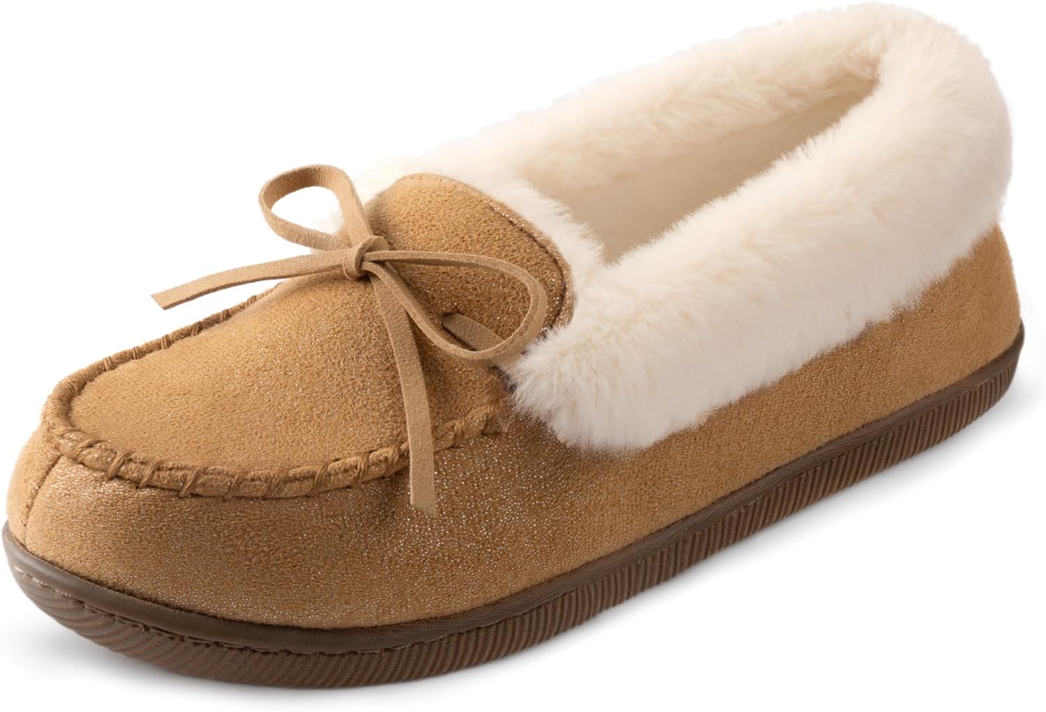 RockDove Women's Caroline Glittered Moccasin Slipper 8 Sand