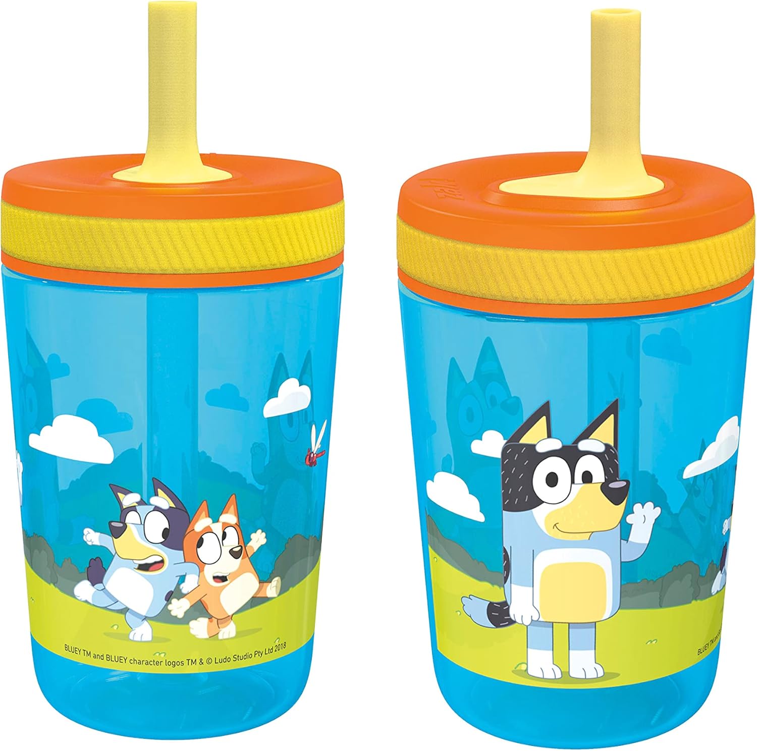 Zak Designs 15oz Bluey Kelso Tumbler Set, BPA-Free Leak-Proof Screw-On Lid with...