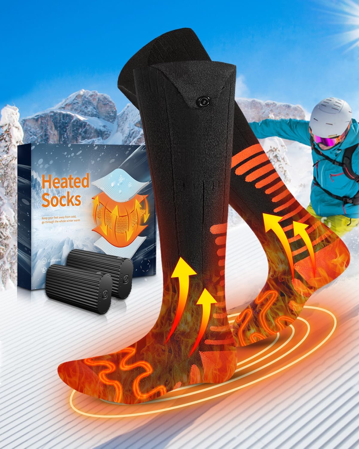 2024 Upgraded Heated Socks, Eventek 7.4V Rechargeable Heated Socks for Men Women...