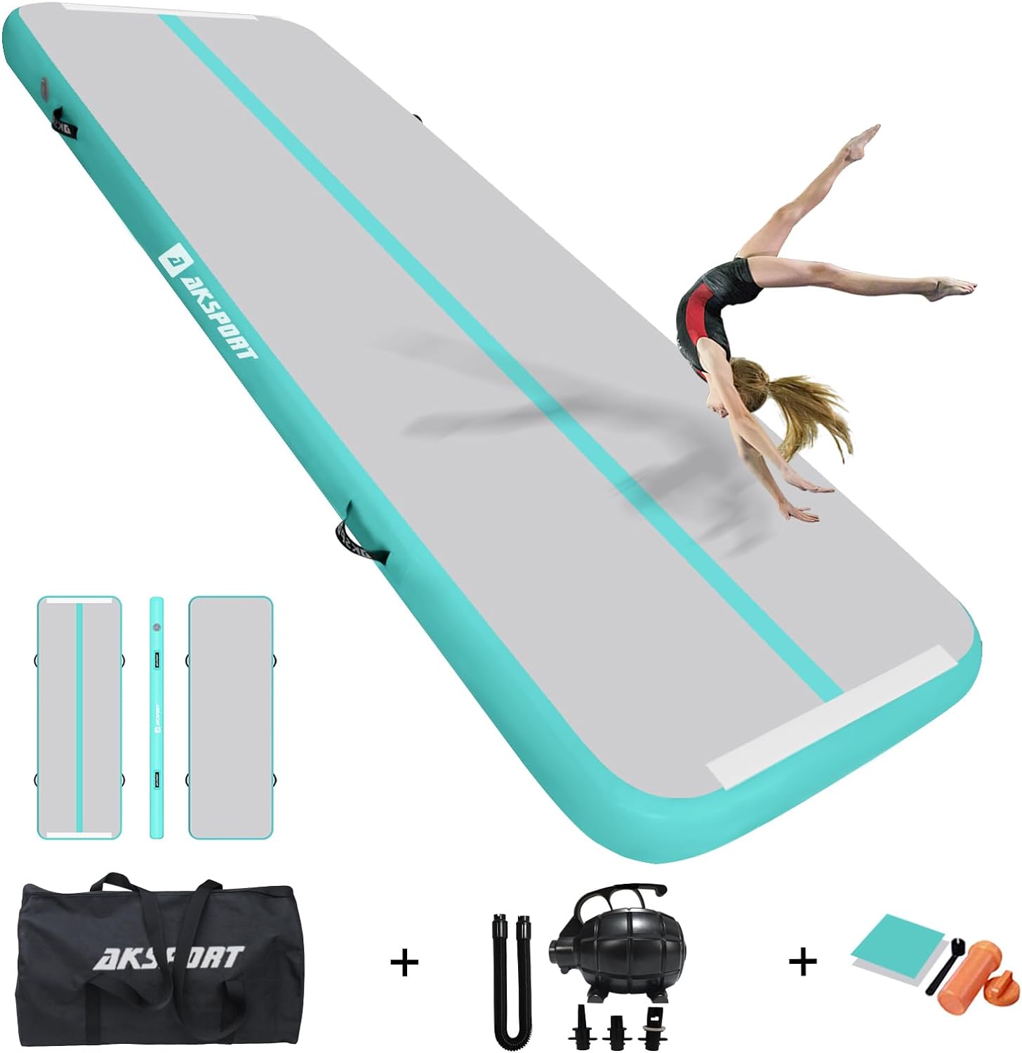 AKSPORT Air Mat Tumble Track 10ft 13ft 16ft 20ft Inflatable Gymnastics Mat Air T...