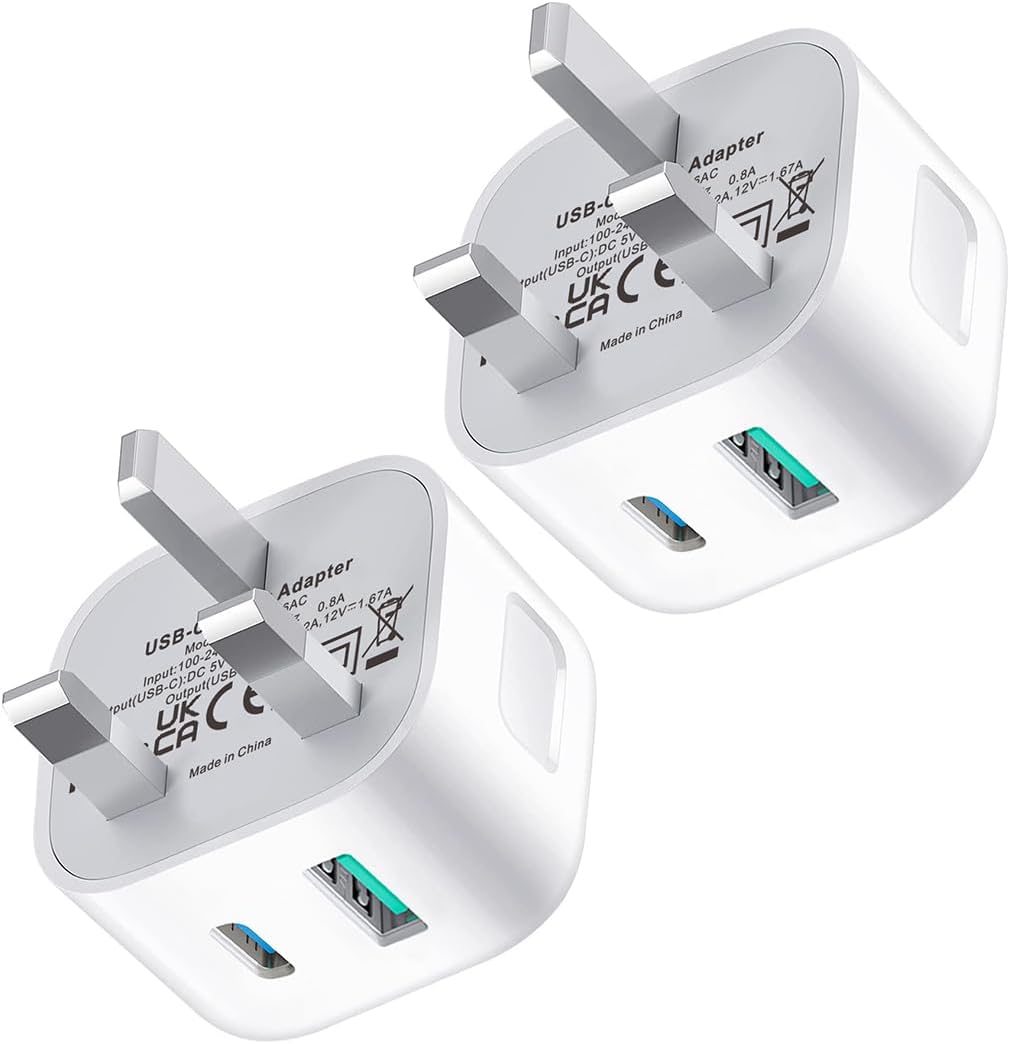 USB C Plug Fast Charge 20W, 2 Pack USB and Type C Charger Plug Multi Port USB C...
