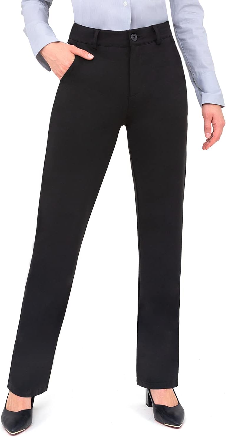 Bamans Dress Pants Women Work Business Pants Tummy Control Office Straight Leg T...