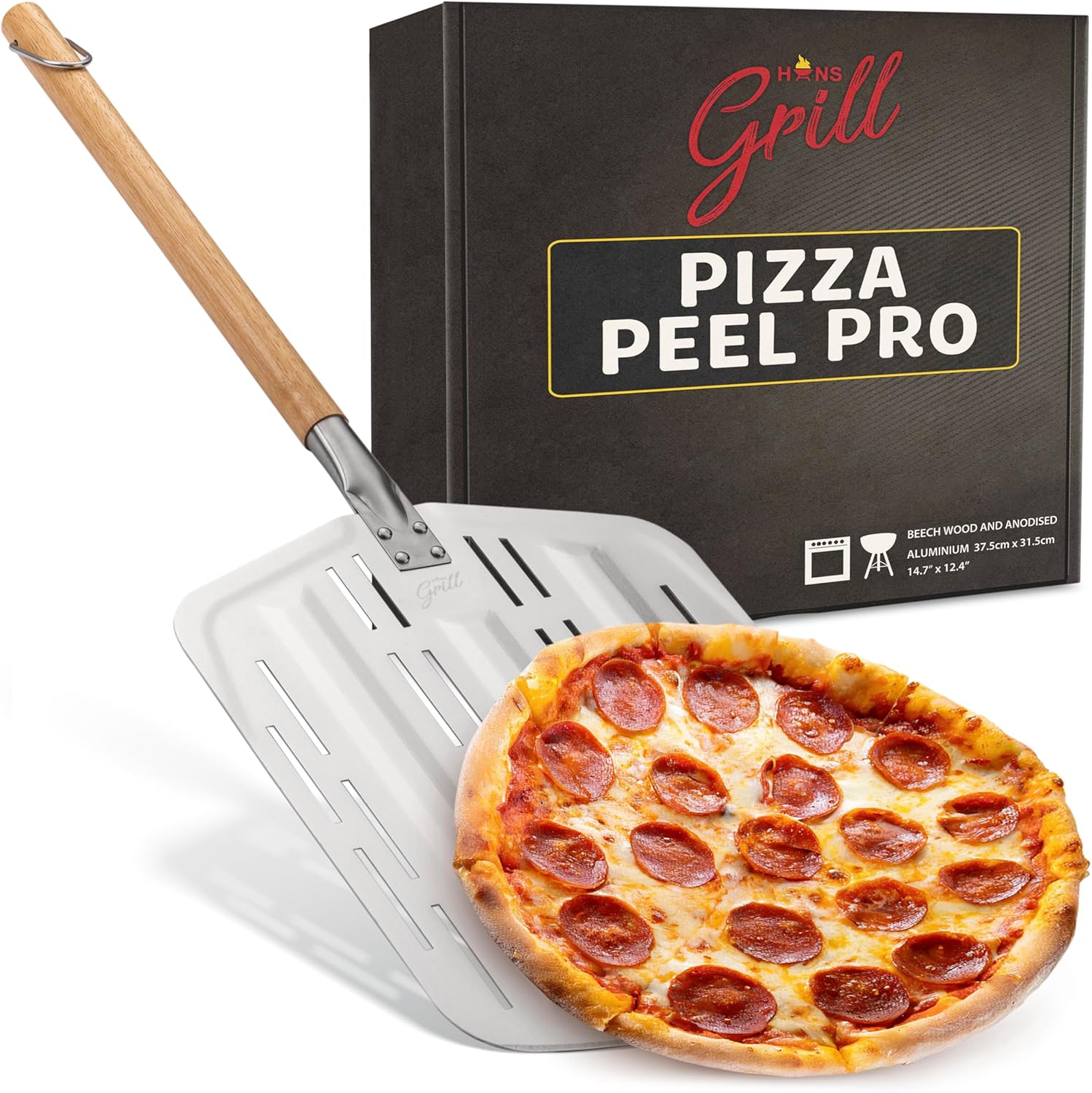 Hans Grill Pizza Peel PRO | Made for XL Pizza 12 inch + | Professional Restauran...