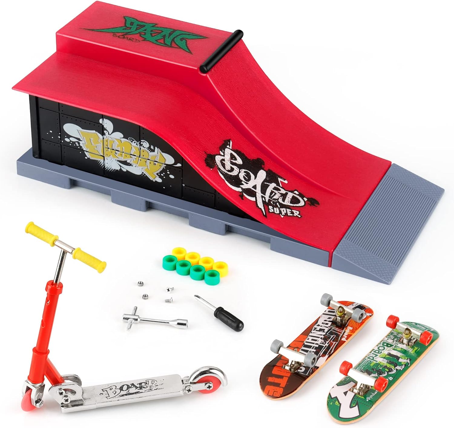 KETIEE Mini Finger Skateboard Ramp Set, Fingerboard Skateboard Skate Park Deck T...