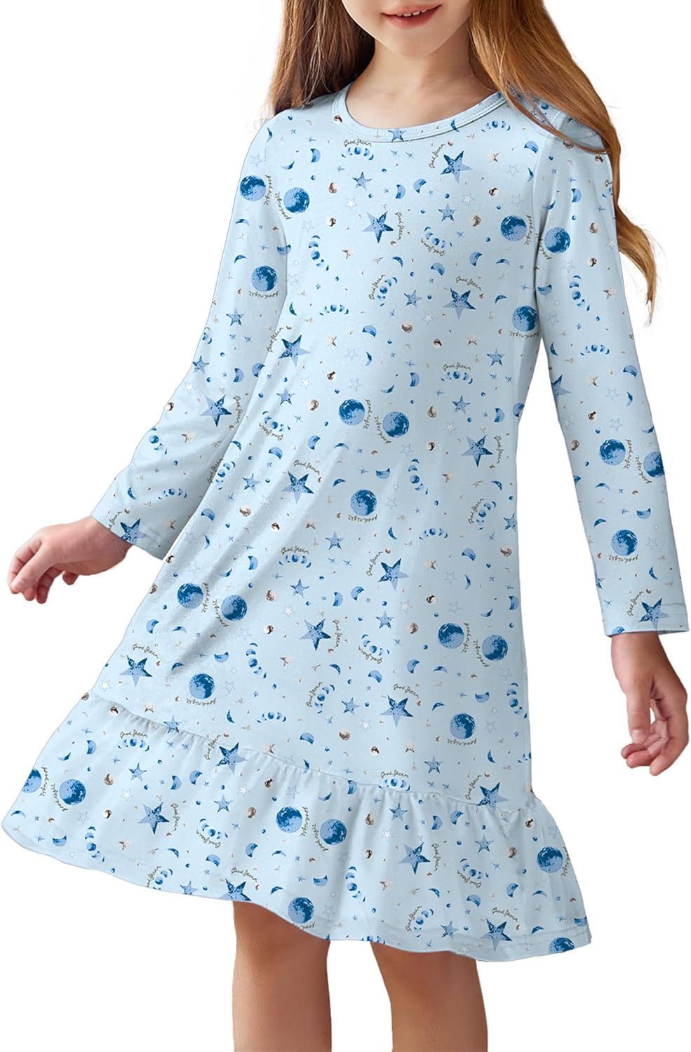 Arshiner Girls' Sleepwear Long Sleeve Cute Nightgown Nightie Pajama Dress 5-6 Ye...
