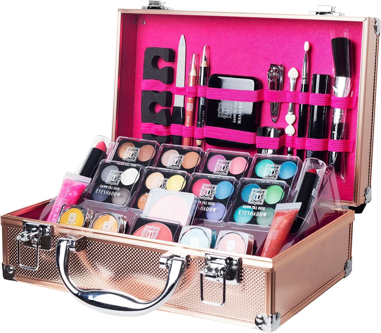 Dawn Till Dusk 54 Pieces Makeup Set with Travel Vanity Box by Envie, Includes Ey...