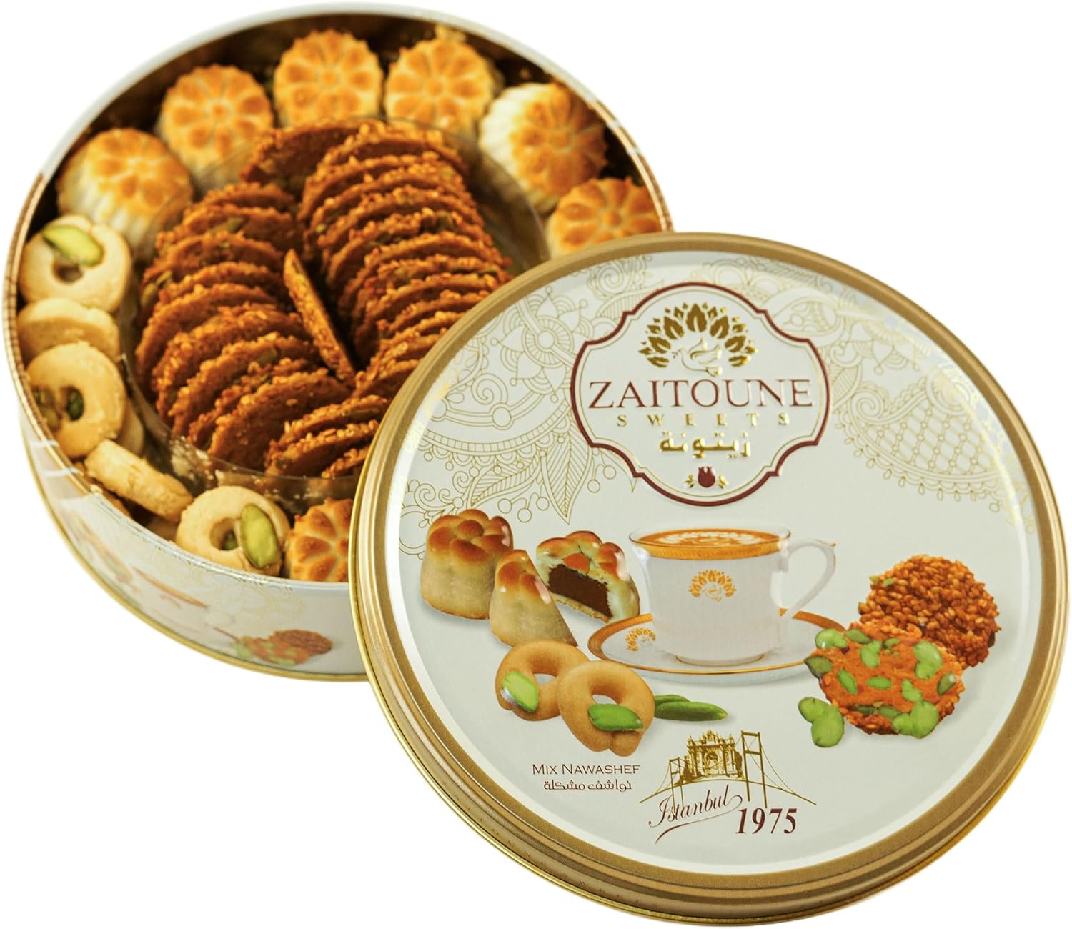 Zaitoune Premium Mini Mixed Cookies - Bite-Sized Date Maamoul, Barazek, and Ghra...
