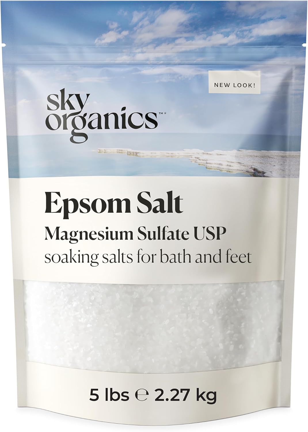 Sky Organics - Epsom Salt Bath Soak, 5 lbs - Magnesium Sulfate USP - 100% Pure,...