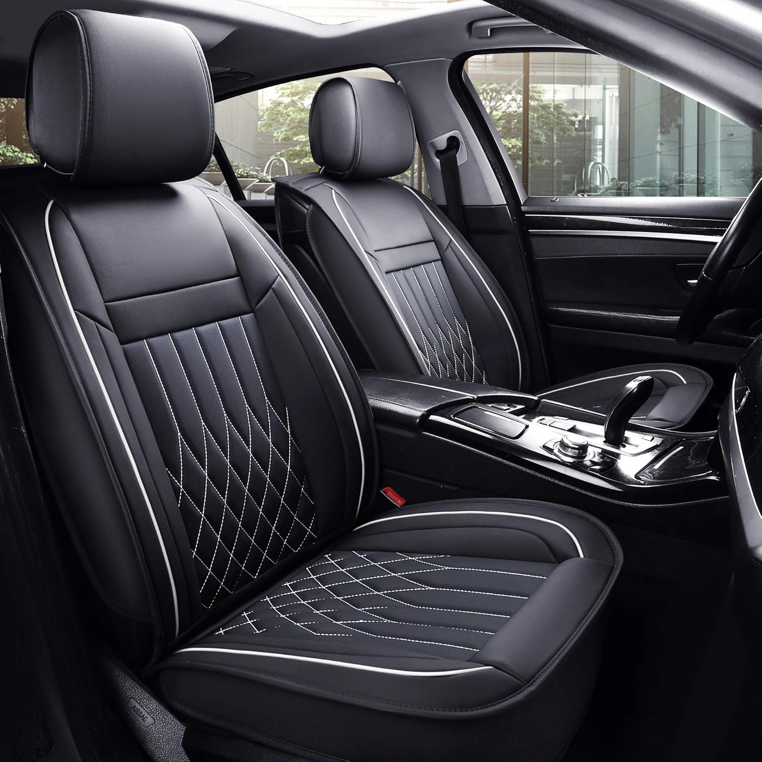 Aierxuan 5pcs Car Seat Covers Full Set with Waterproof Leather,Airbag Compatible...