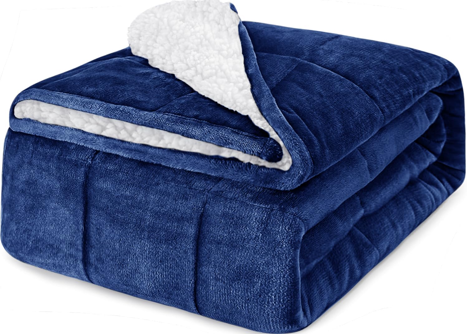 CYMULA Flannel Weighted Blanket Adult: 60×80inch Sherpa Fleece Heavy Blanket - B...