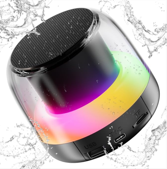 PRSCFUM Portable Bluetooth Speaker, NEW Wireless Speaker with RGB LED Light, Dua...