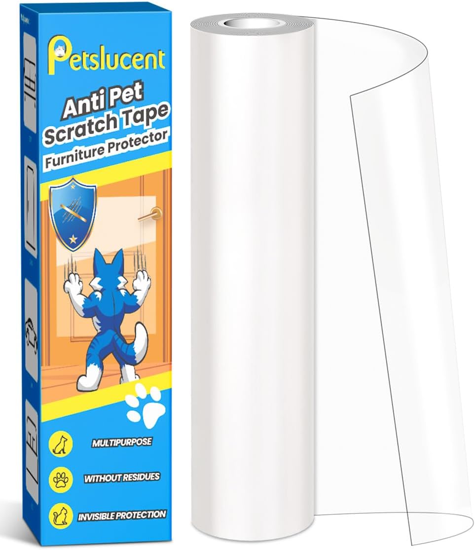 Petslucent Door Protector from Dog Scratching, Cat Anti Scratch Tape， Clear Tra...
