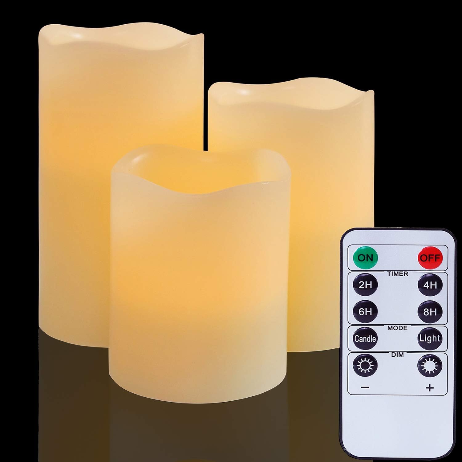Flameless Battery Operated LED Candles:Real Wax Pillar with Remote Control Flick...