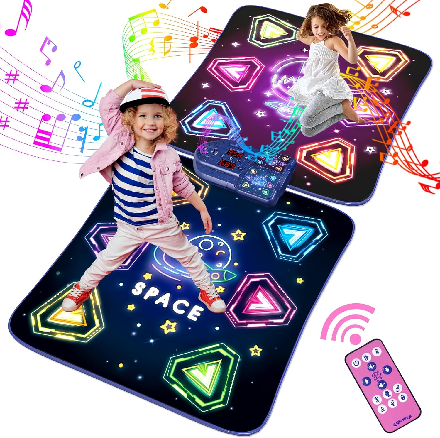 Dance Mat Toys for 3-12 Year Old Girls Boy, 2 Players Dance Mat with Light-up 12...