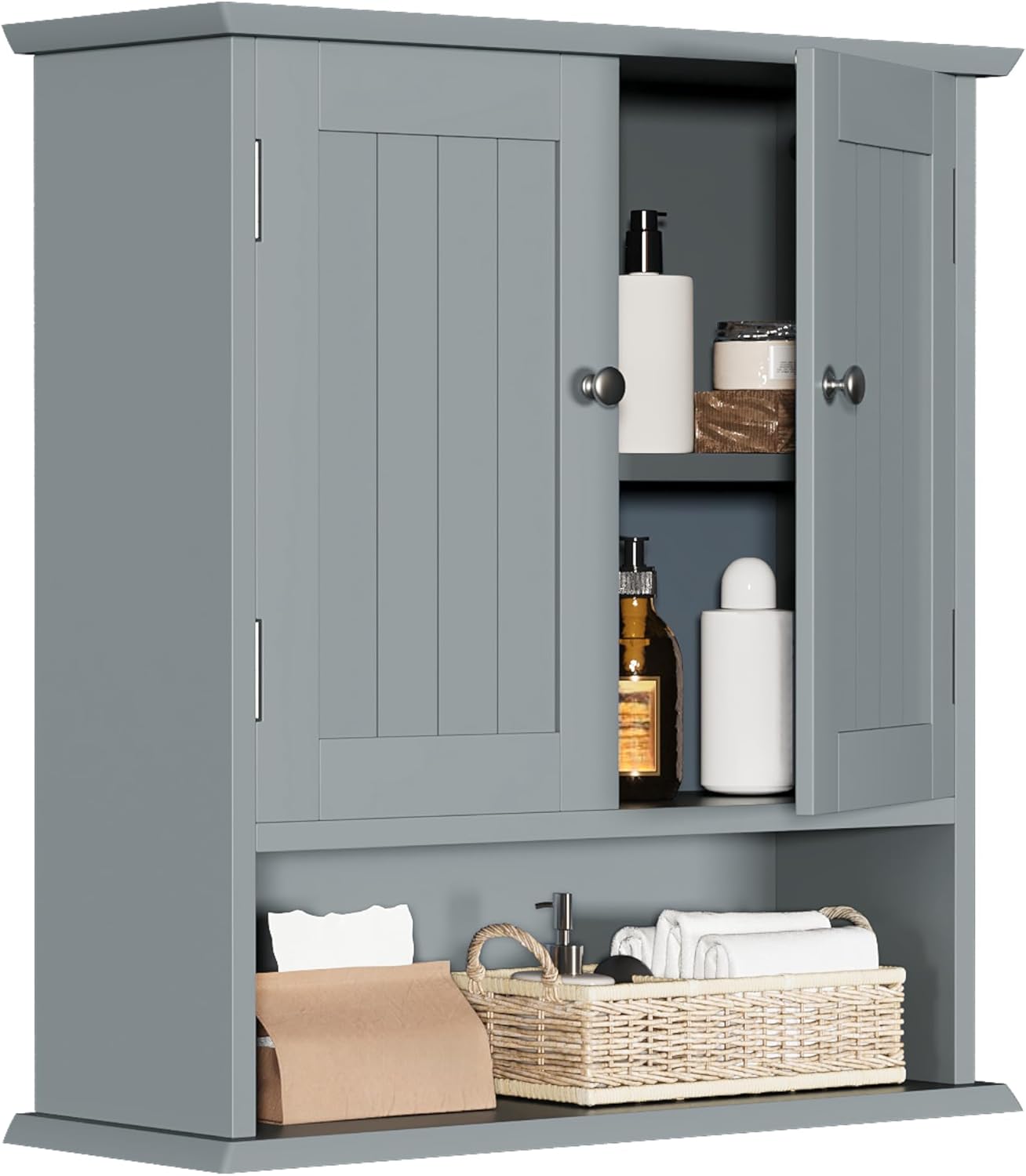 Smuxee Grey Bathroom Cabinet Wall Mounted, Small Bathroom Medicine Cabinet with...
