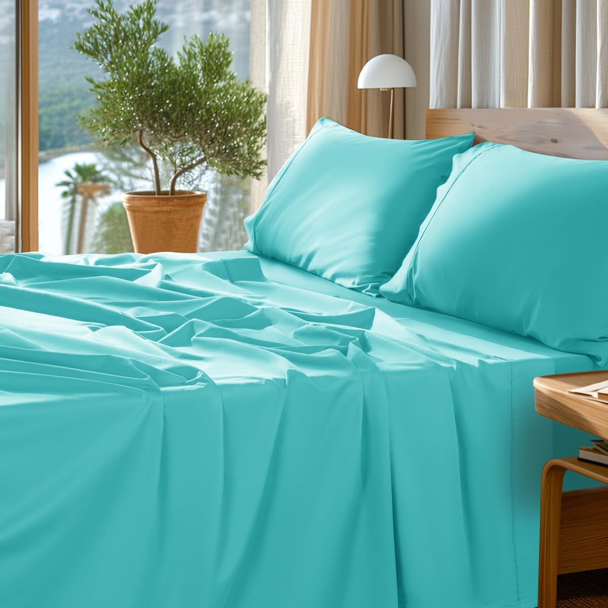 SONORO KATE 100% Egyptian Cotton Sheets Set - 1000 High Thread Count, Luxury 5-S...