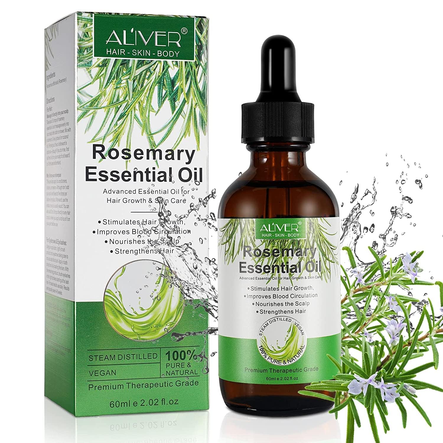 Rosemary Oil for Hair Growth, 100% Pure Organic Rosemary Oil for Eyebrow and Eye...