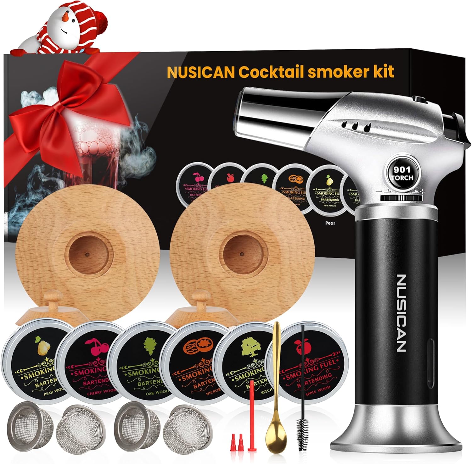 Cocktail Smoker Kit with Torch, 6 Flavors Wood Chips for Whiskey and Bourbon, Ol...