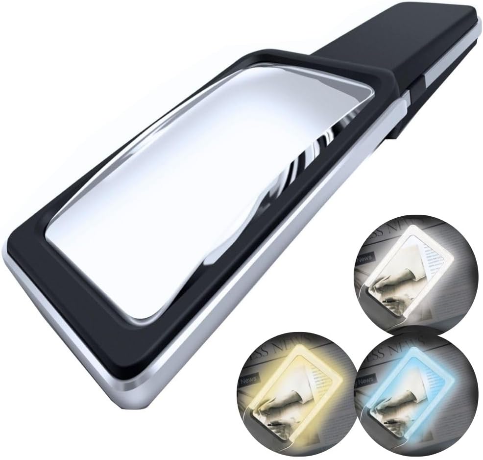 MAGNIPROS Patented 6X Large Magnifying Glass with Light | 3 Color Light Modes |...