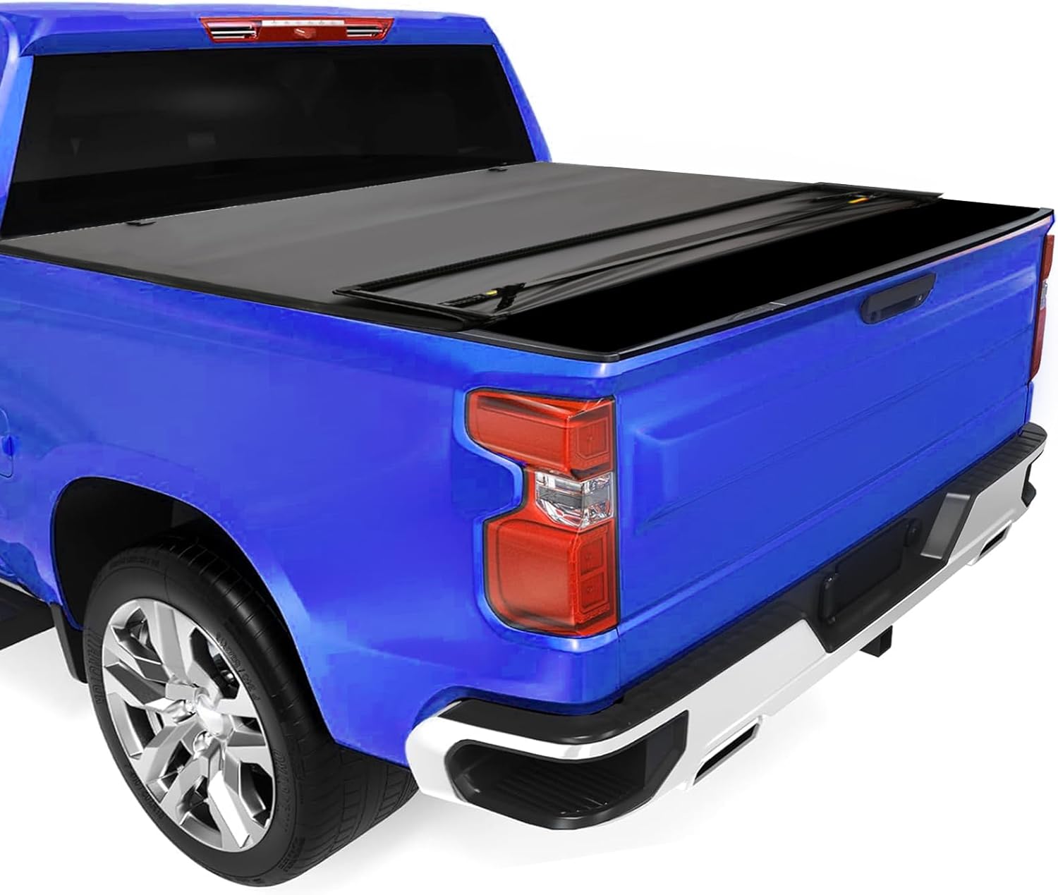 WEIZE Soft Quad-fold Truck Bed Tonneau Cover Compatible with 2019-2025 Chevy Sil...