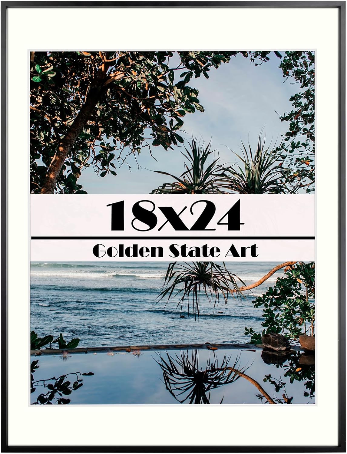 Golden State Art, 18x24 Black Picture Frame Display Photo 16x20 with Mat or 18x2...