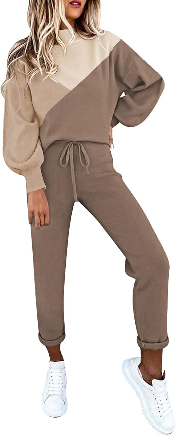 Fixmatti Women's 2 Piece Outfits Long Sleeve Pullover Sweatshirt Jogger Pants Sw...