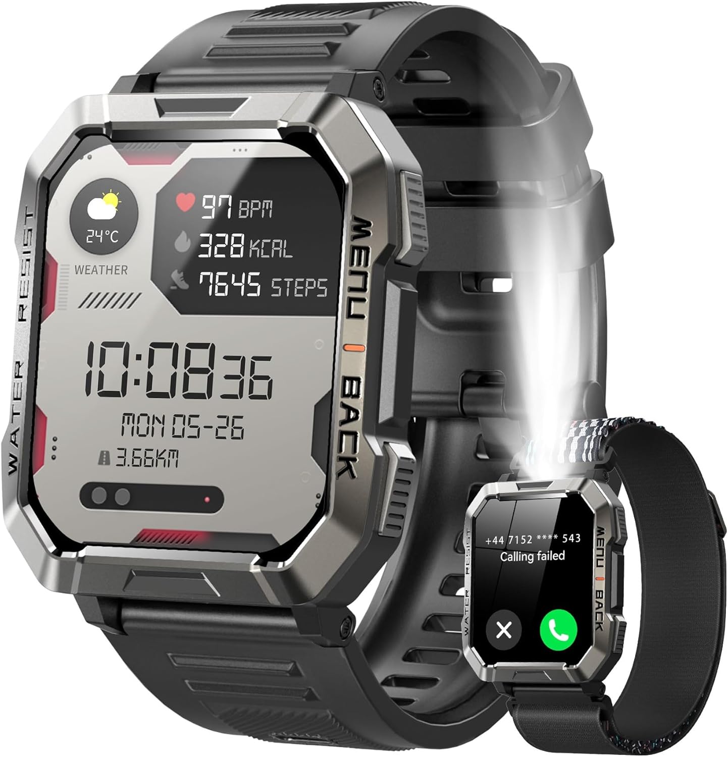 Military Smart Watch for Men(Answer/Make Call), 2.01"Fitness Tracker Watch with...