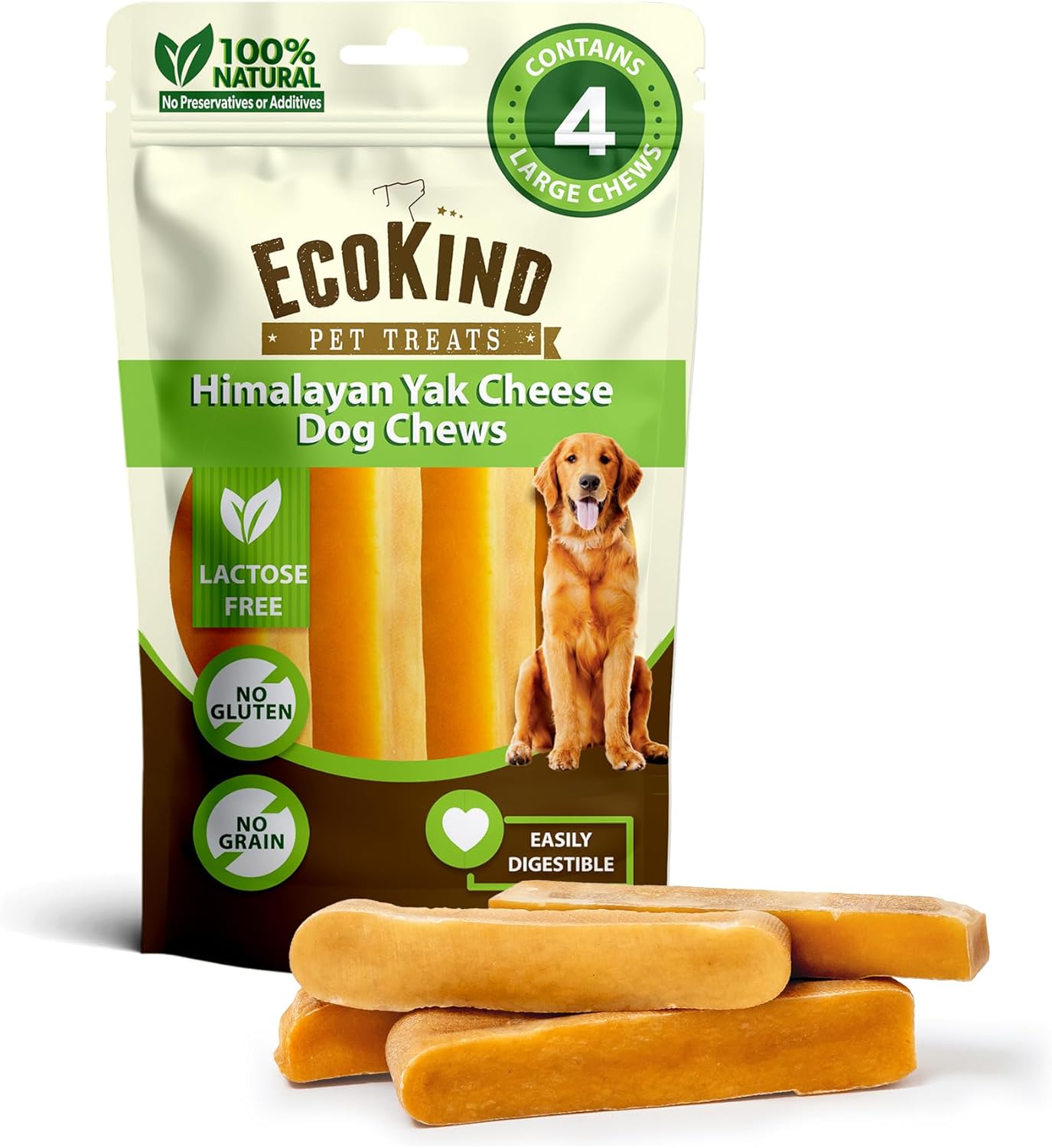 EcoKind Premium Gold Yak Cheese Himalayan Dog Chews, Dog Treats Large Breed, All...