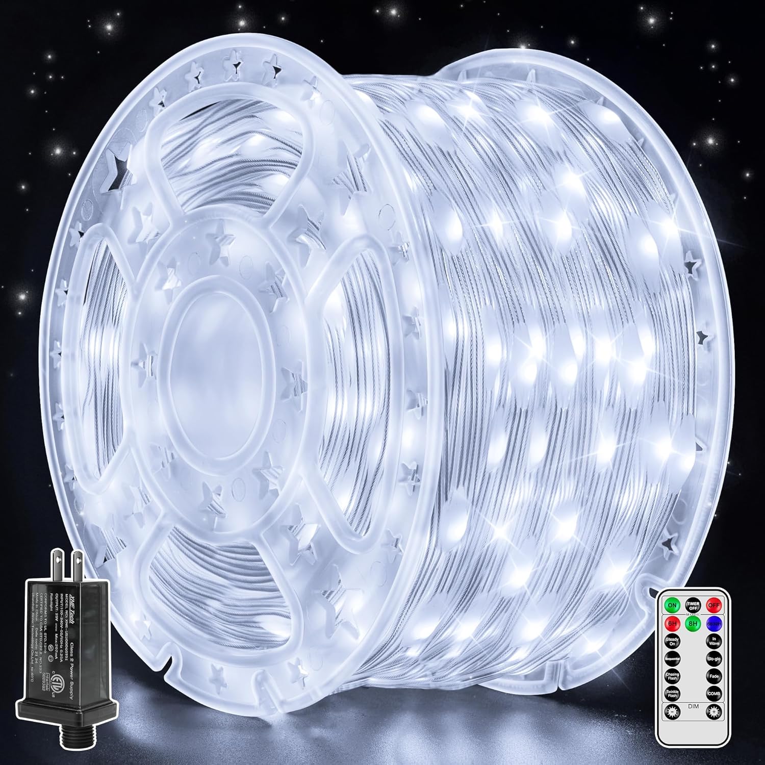 shineshine Christmas Lights 262FT 800LED, Cool White String Lights 8 Modes Remot...