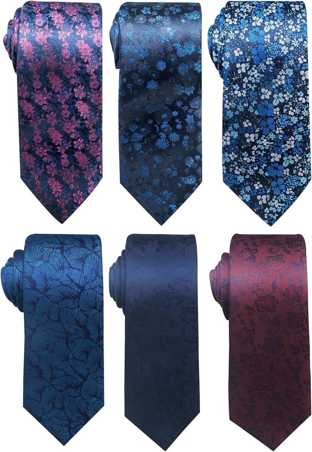 Tie For Men Necktie Woven Jacquard Neck Ties Set 6 PCS Blue Flower