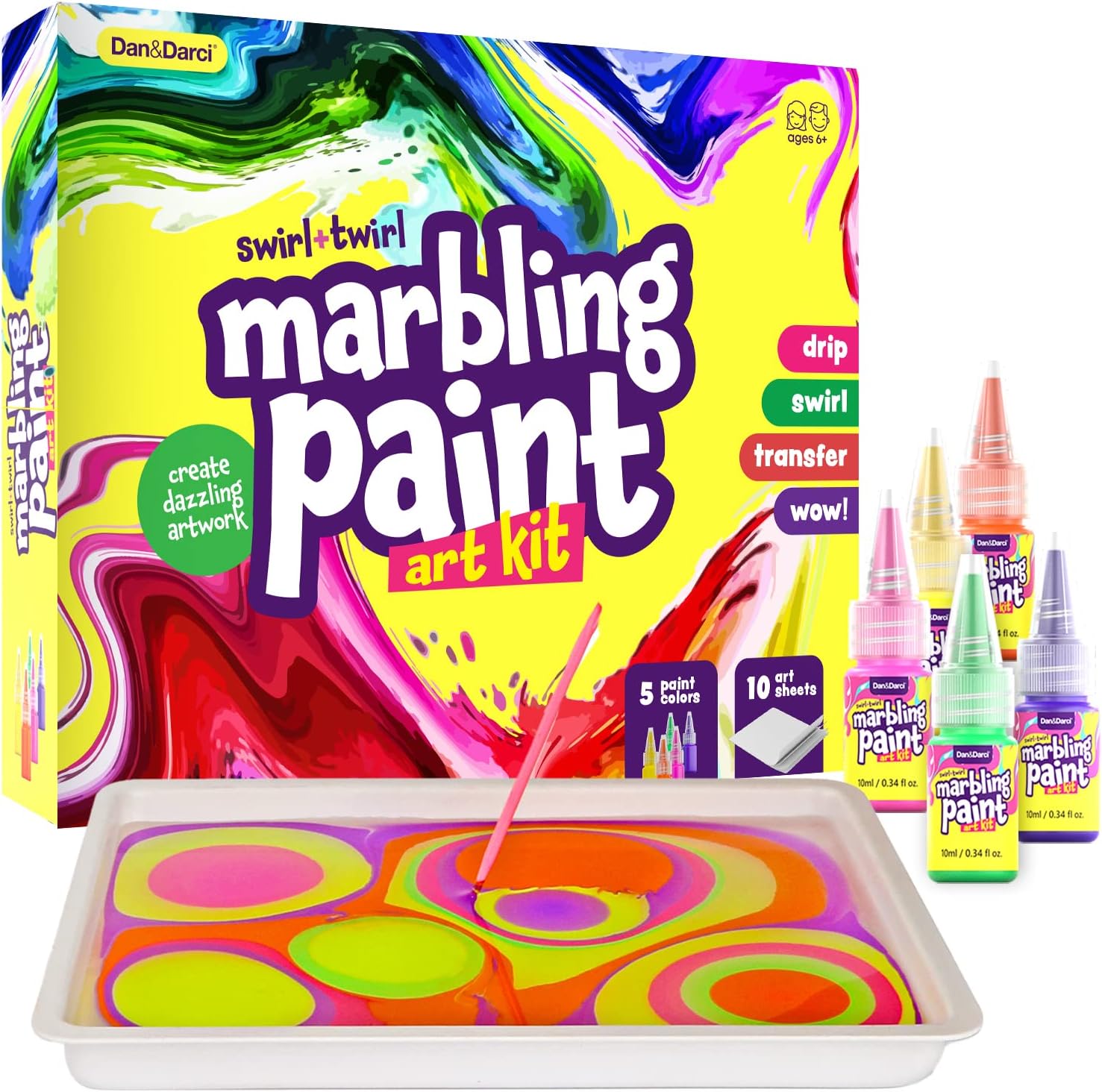 Marbling Paint Art Kit for Kids - Arts & Crafts Gi...