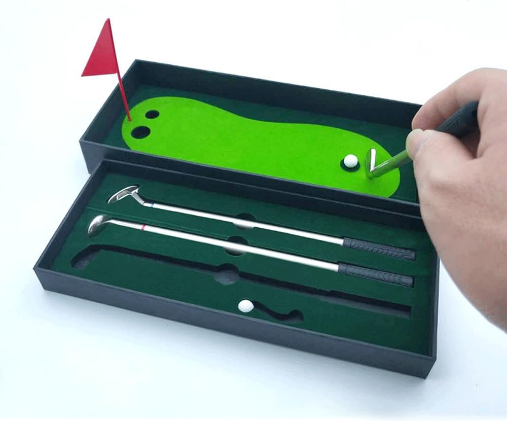 JUNTAO Mini Golf Club Putter Ballpoint Pen Golfers Gift Box Set Desktop Decor fo...