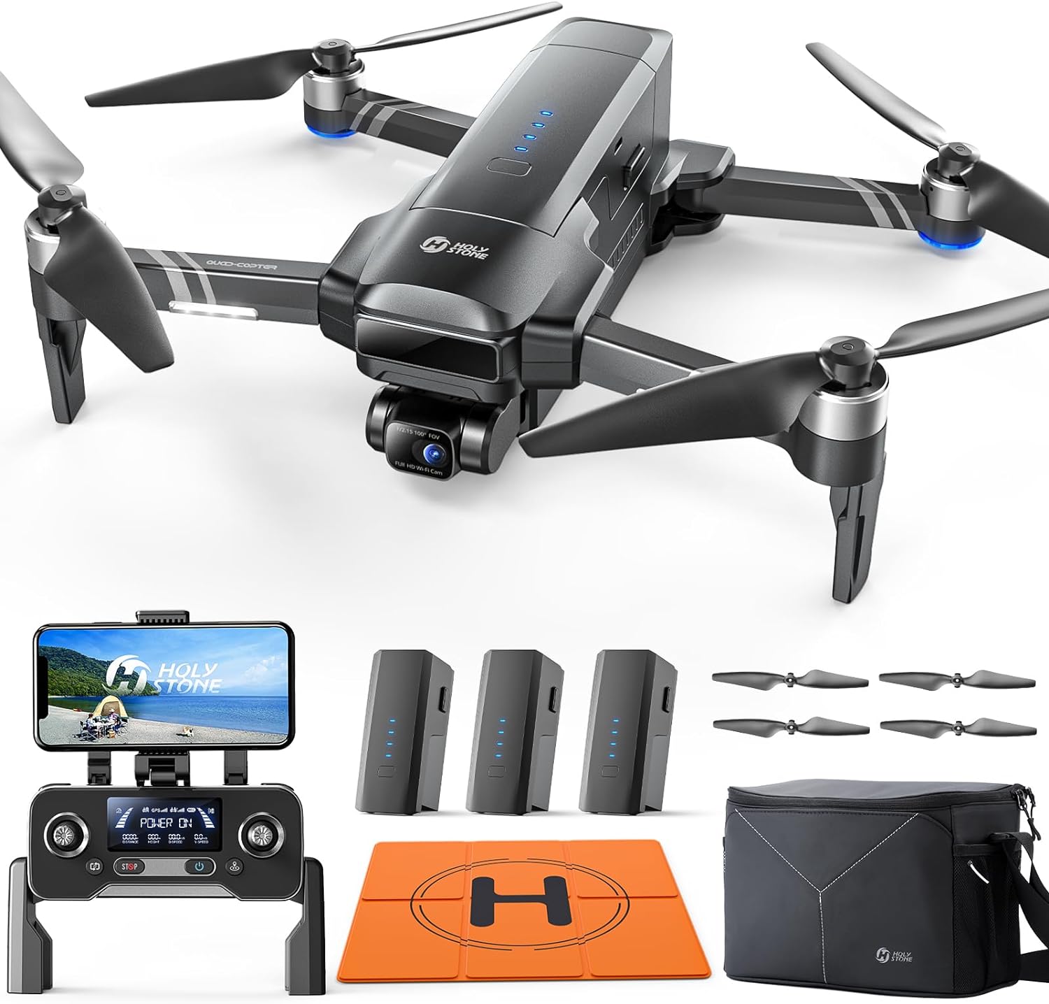 Holy Stone HS600 Drones with Camera for Adults 4K, FAA Remote ID Compliant, 2-Ax...