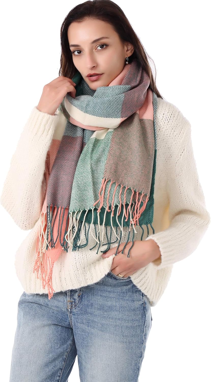 DiaryLook Plaid Warm Blanket Scarf for Winter, Long Ladies Scarves Check Soft, W...