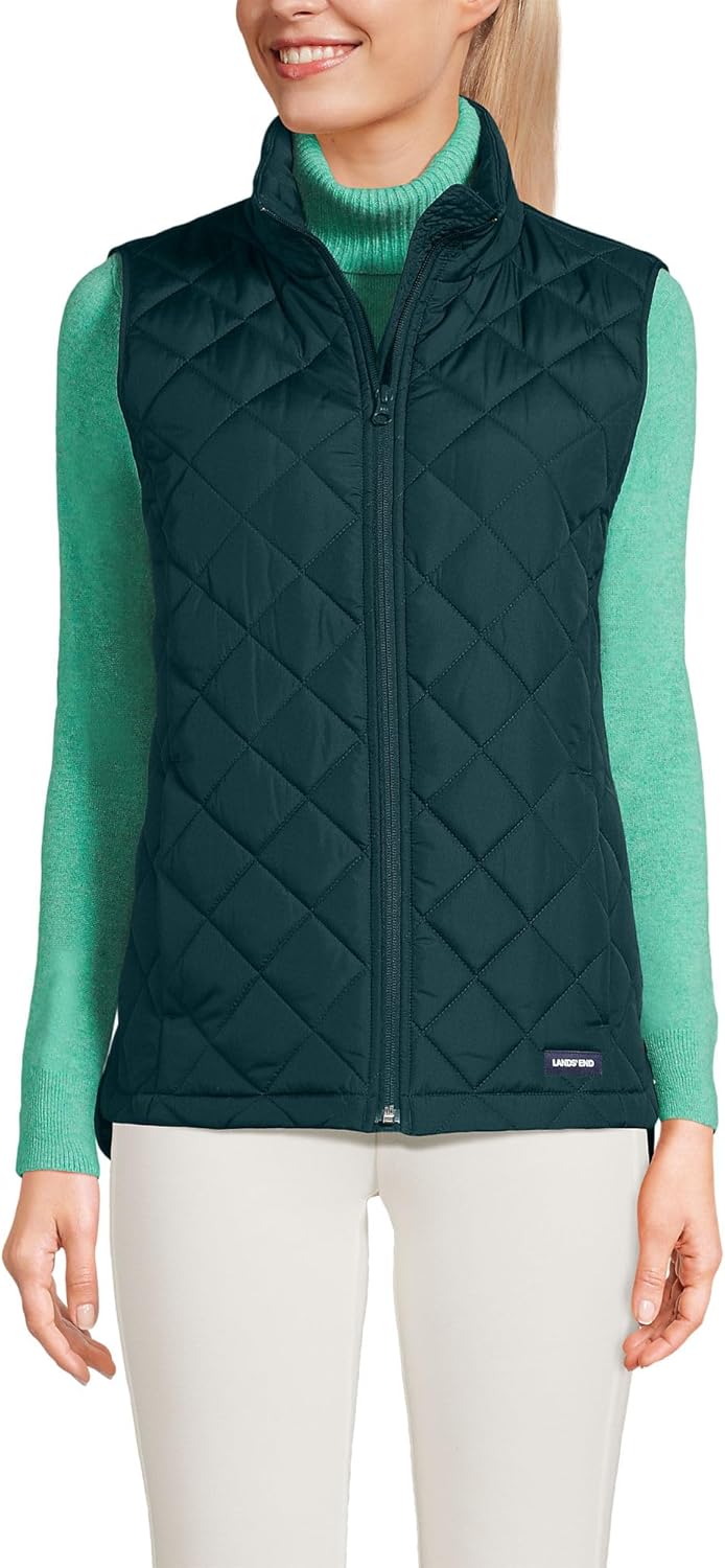 Lands' End Women's FeatherFree Insulated Vest Medium Dark Green Forest
