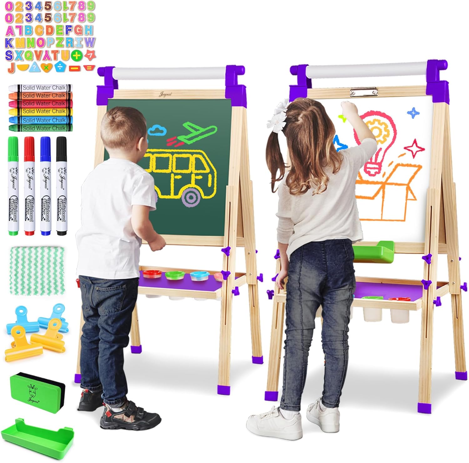 JOYOOSS Art Easel for Kids Art Easel Kids Easels for Toddlers,Wooden Kid Easel w...