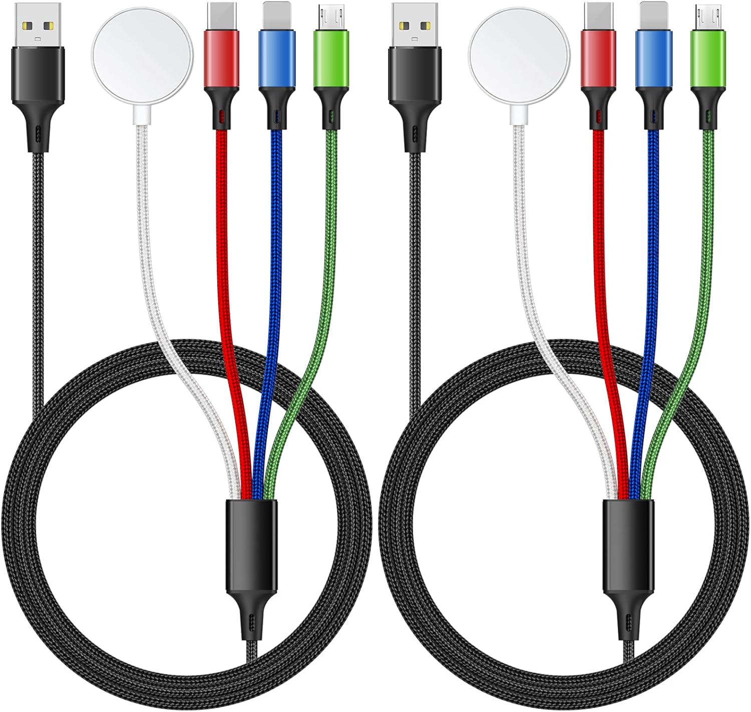2Pack 4 in 1 iWatch & iPhone Charger for Travel, Multi Charging Cable for Apple...