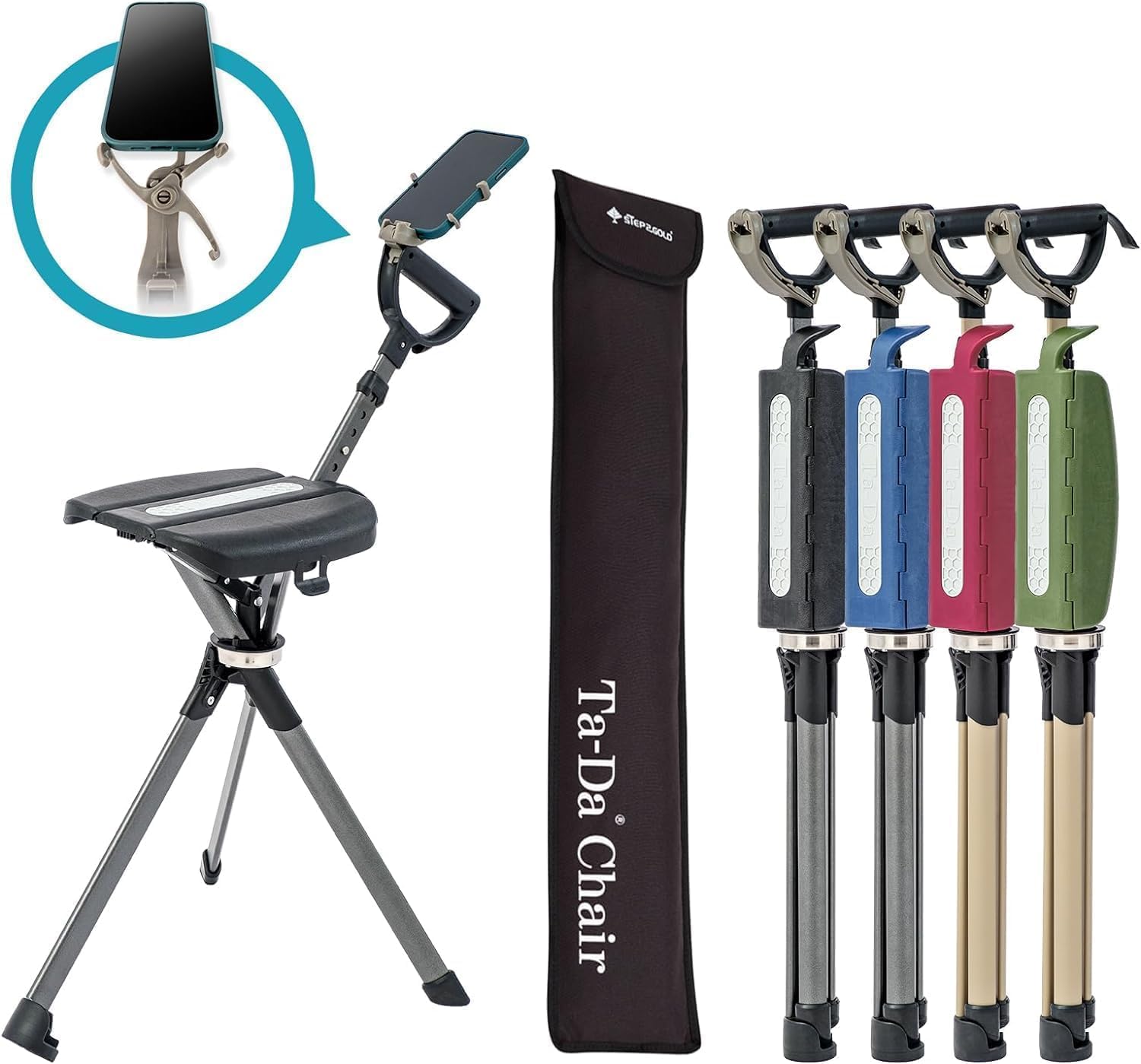 Ta-Da Chair Series 2 PRO, Portable Trekking Hiking Pole, Folding Walking Stick w...