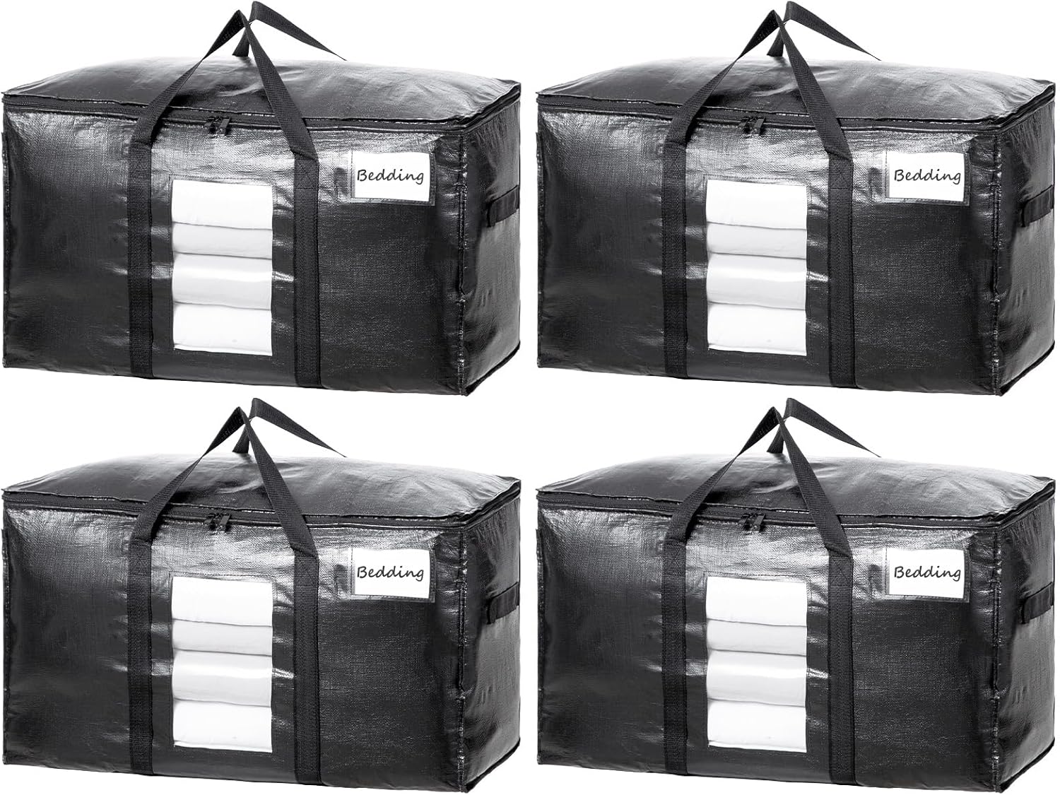 TAILI Extra Large Moving Bags, 4 Pack Black Heavy Duty Totes For Storage, Wrap A...