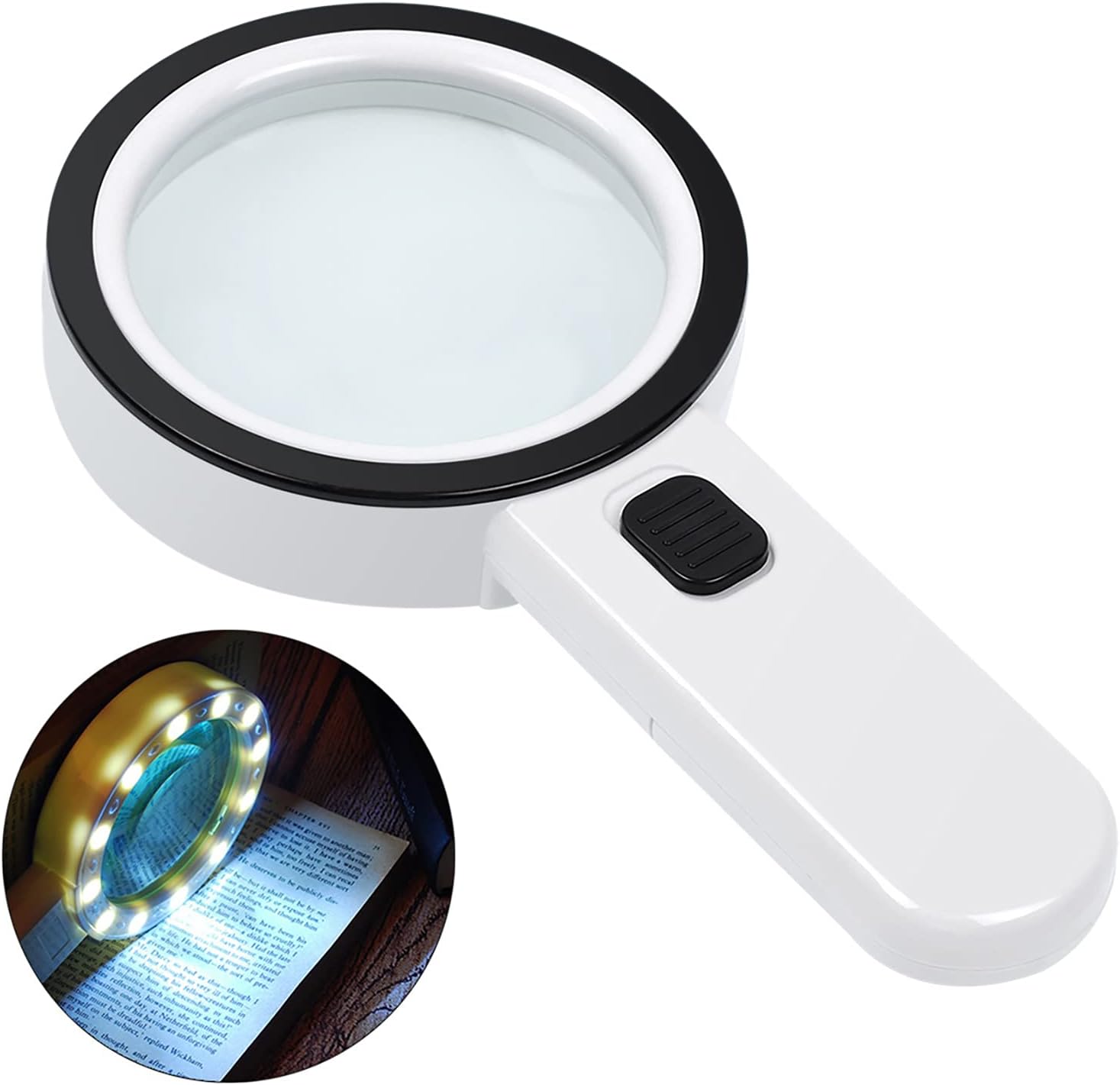 Magnifying Glass with Light, 30X Handheld Large Magnifying Glass 12 LED Illumina...