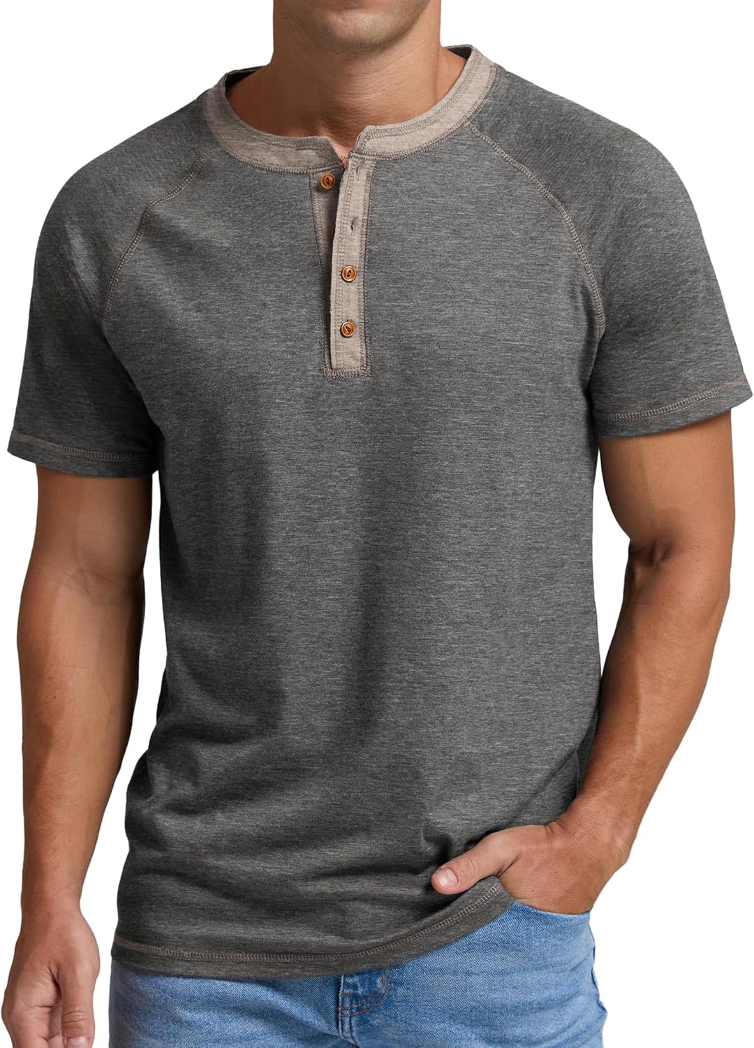 Sailwind Mens Henley Long/Short Sleeve T-Shirt Cotton Casual Shirt 02 Short Slee...