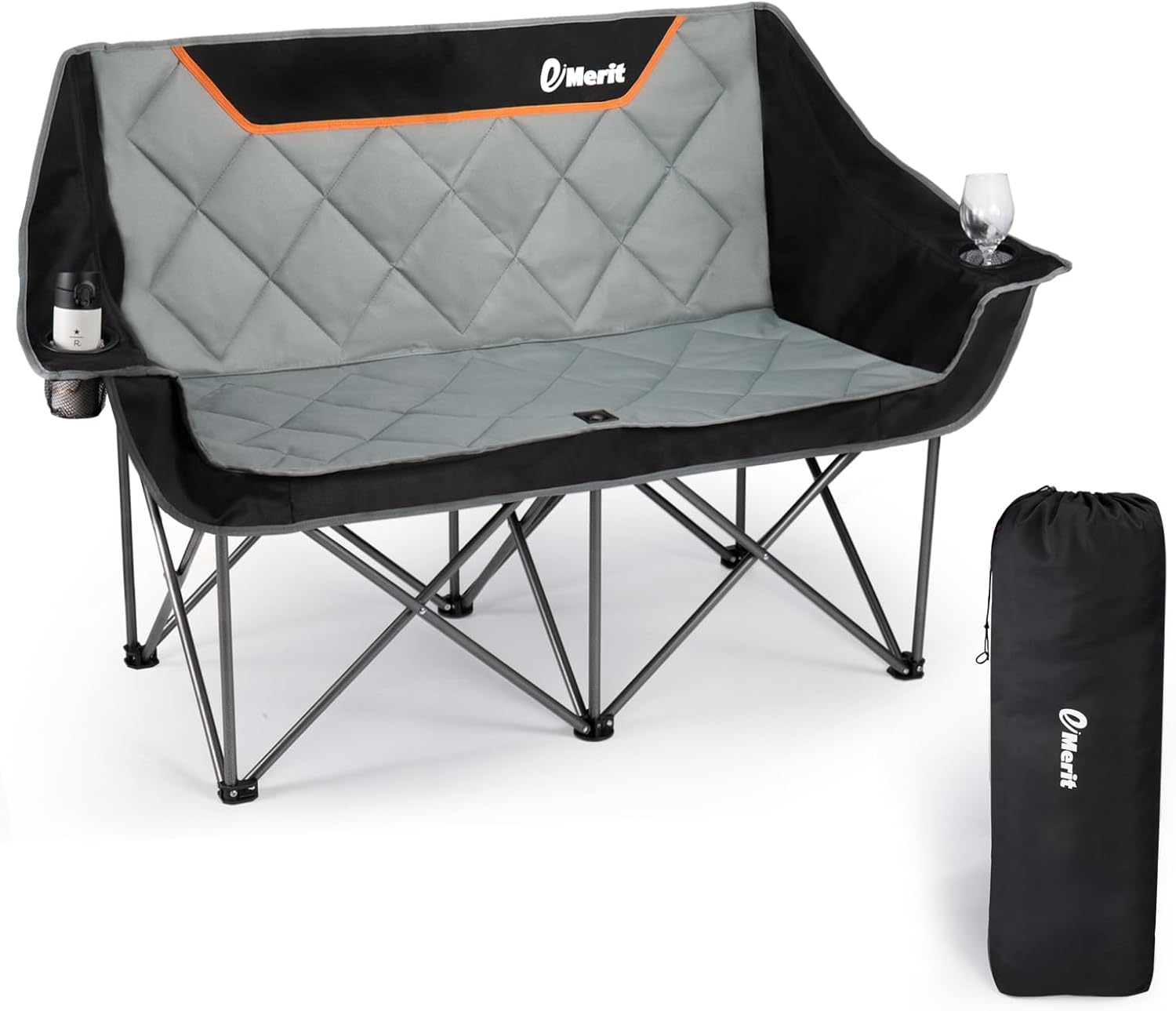 EMERIT Oversized Double Duo Camping Chair Folding Camping Loveseat 2 Person Camp...